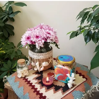 گل و گلدون صدفی کنفی