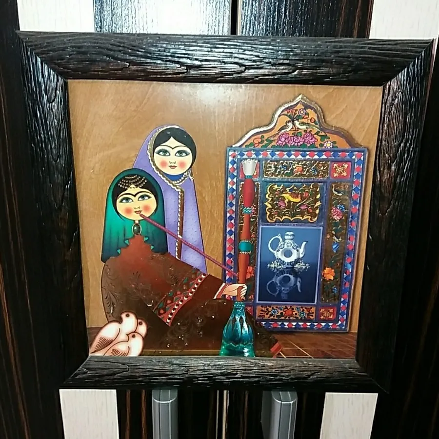 تابلو خاتون شیشه ای چوبی