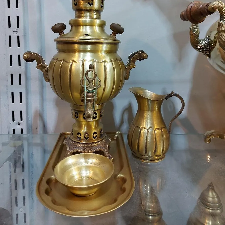 سماور برنجی سرویس 1 لیتری
